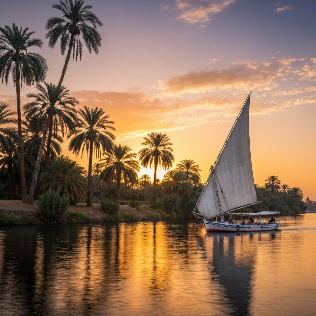Felucca on the Nile at sunset