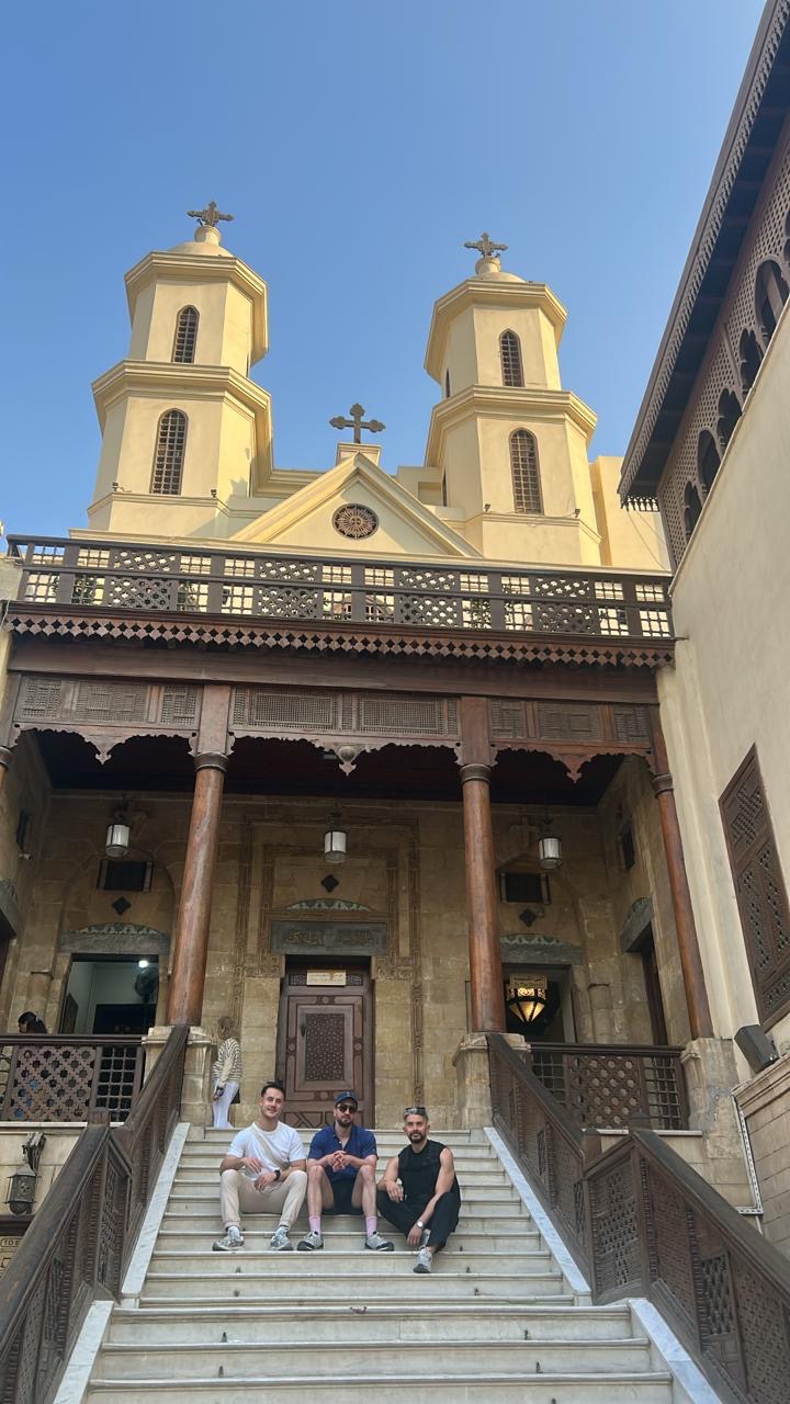 Friends visiting a historic Coptic church in Cairo