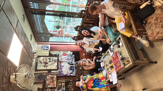Friends exploring the vibrant Khan El-Khalili bazaar